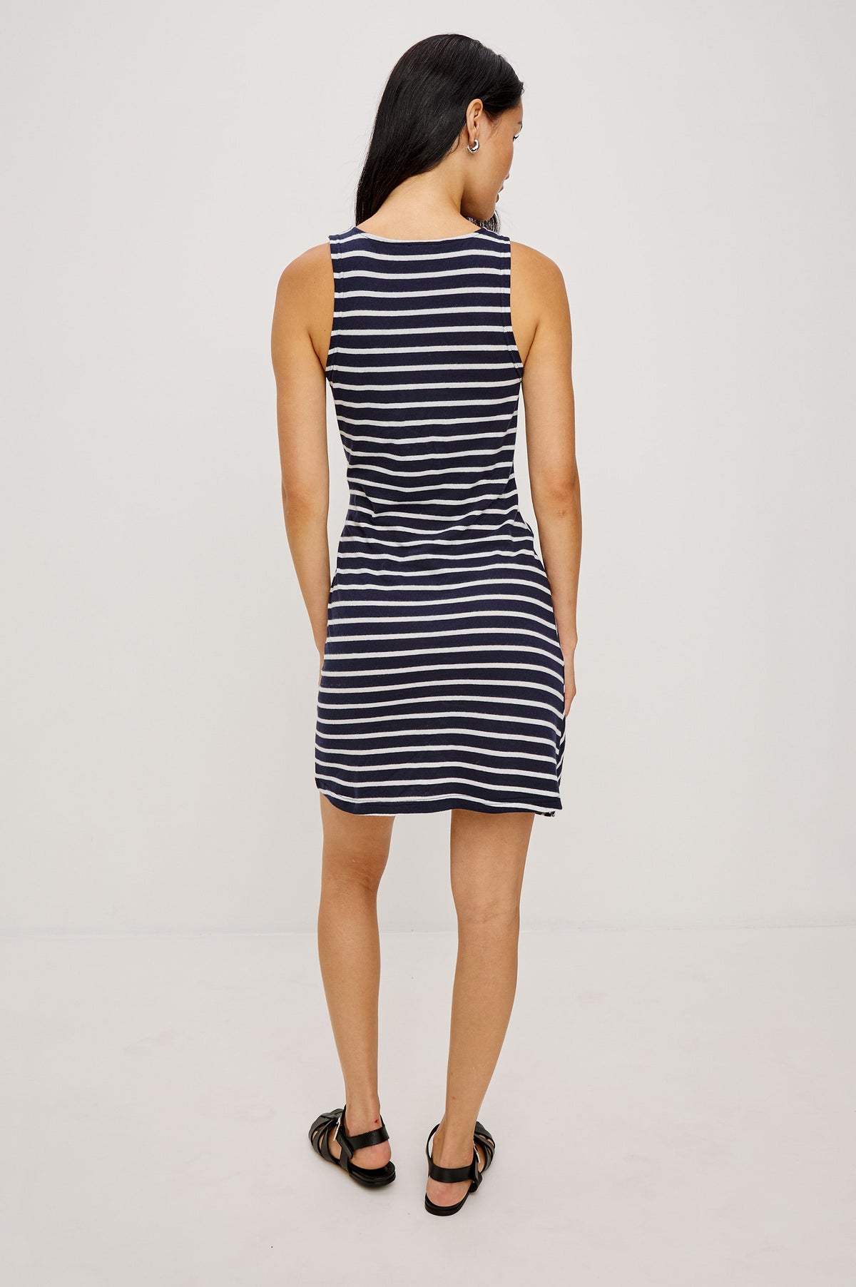 Harriet Dress - Navy Ivory Stripe