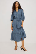 June Dress - Washed Indigo Stripe