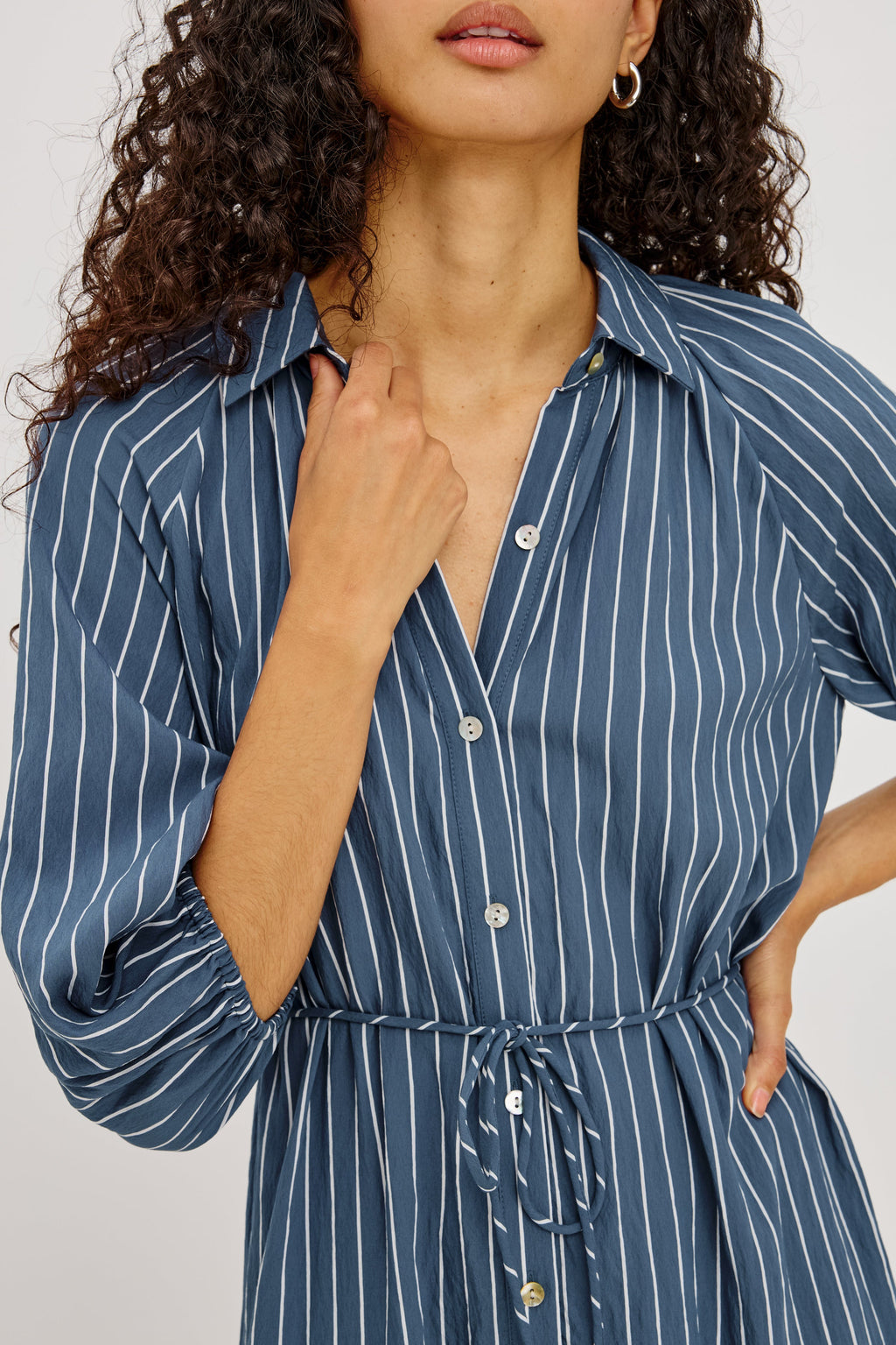 June Dress - Washed Indigo Stripe