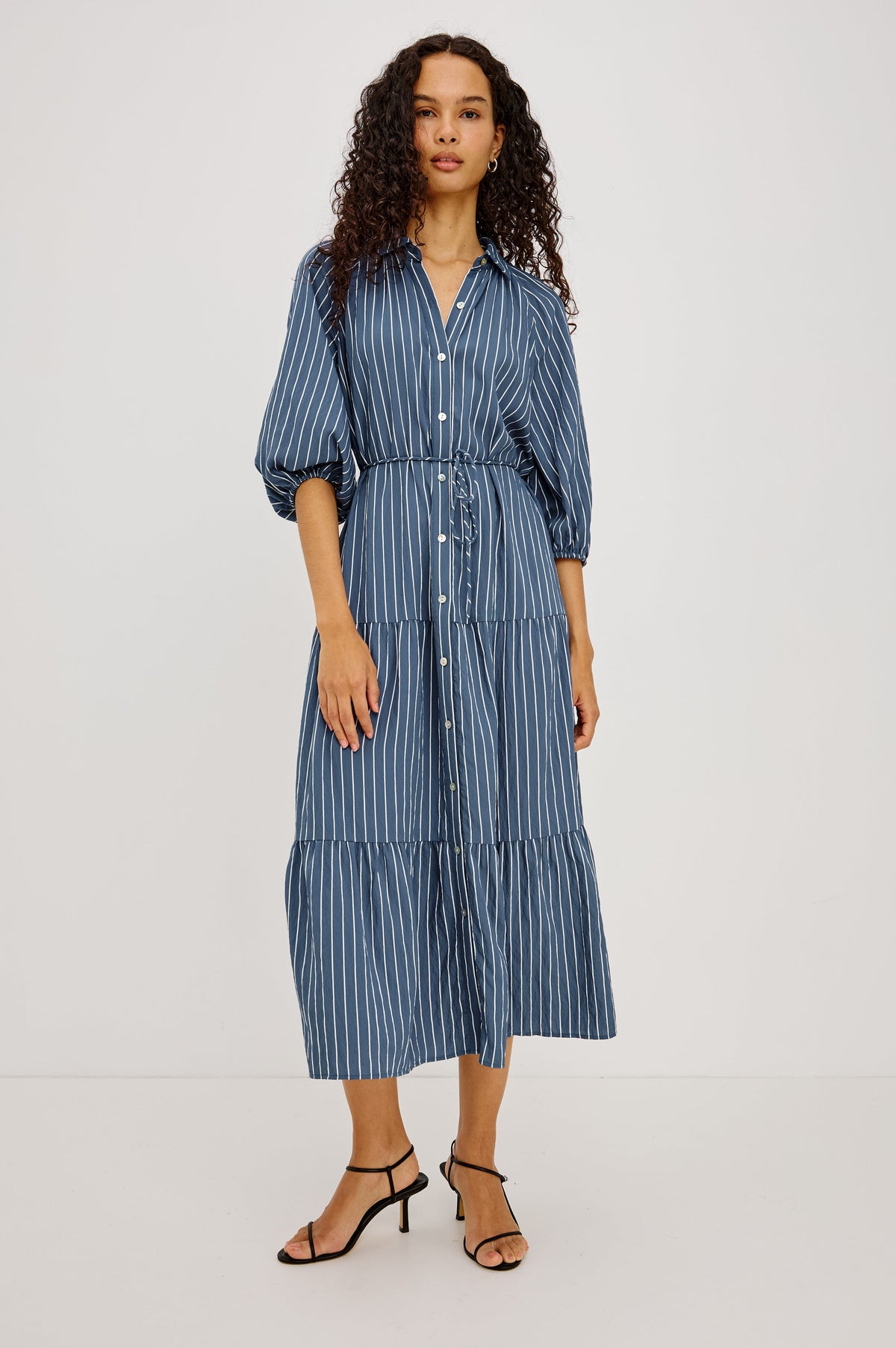June Dress - Washed Indigo Stripe