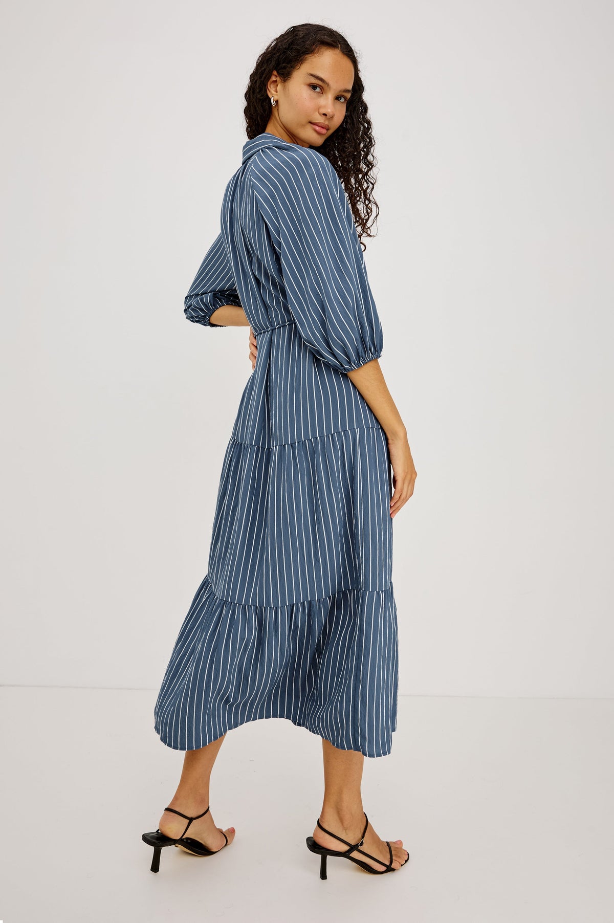 June Dress - Washed Indigo Stripe