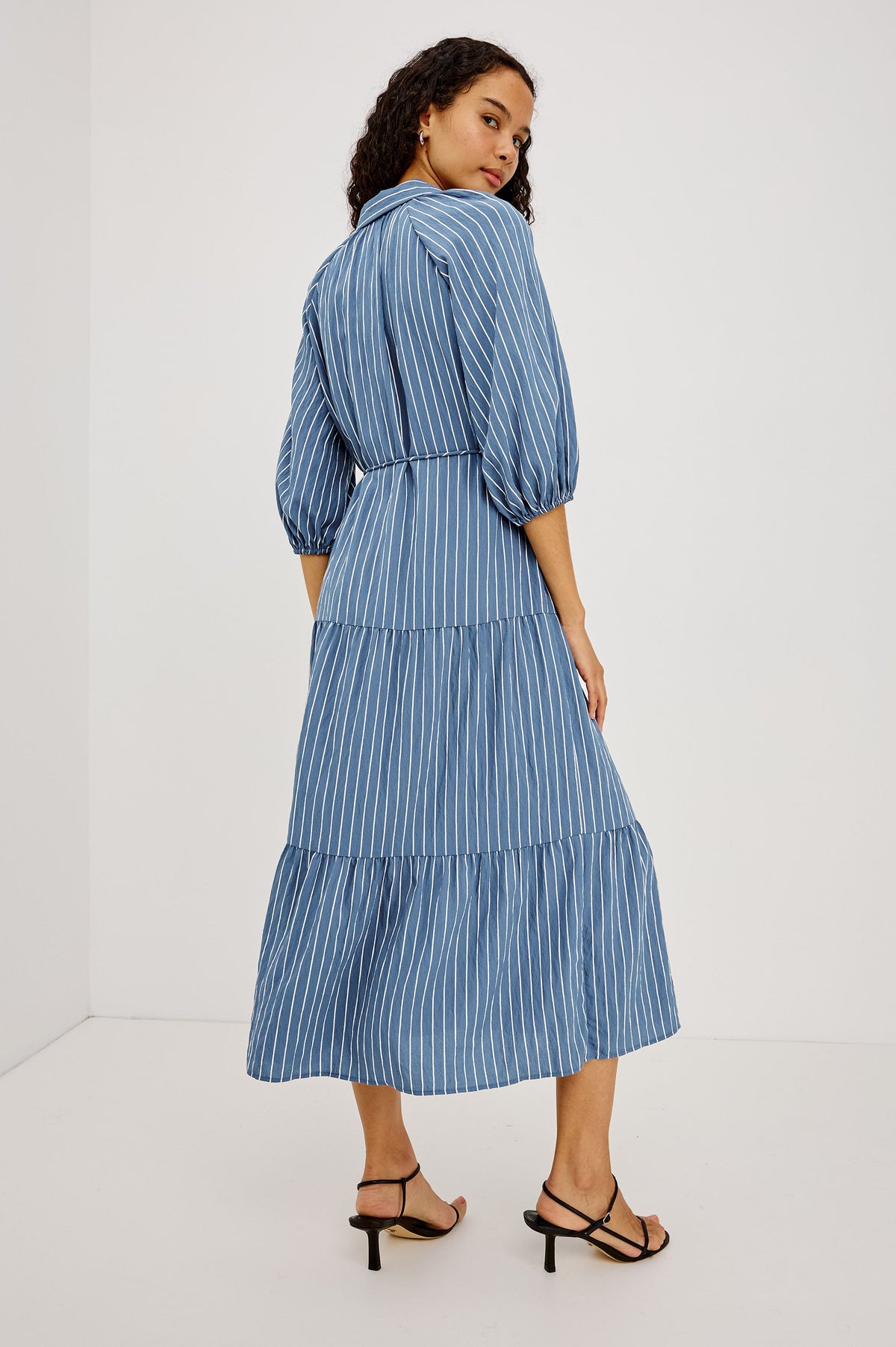 June Dress - Washed Indigo Stripe