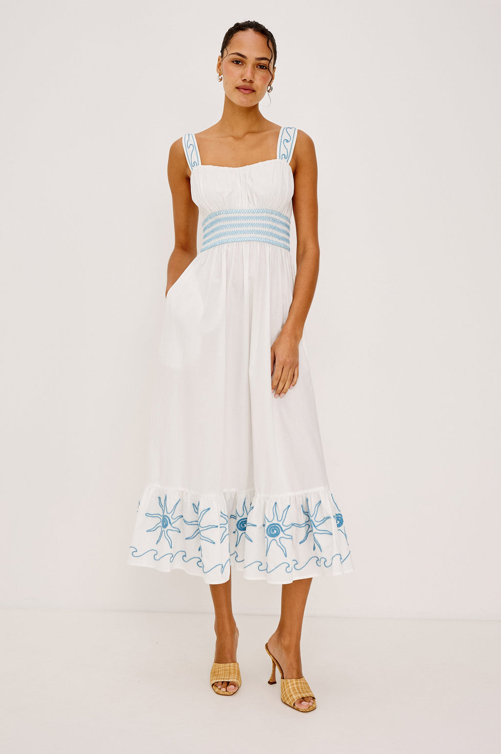 Moira Dress - Blue Soutache Suns