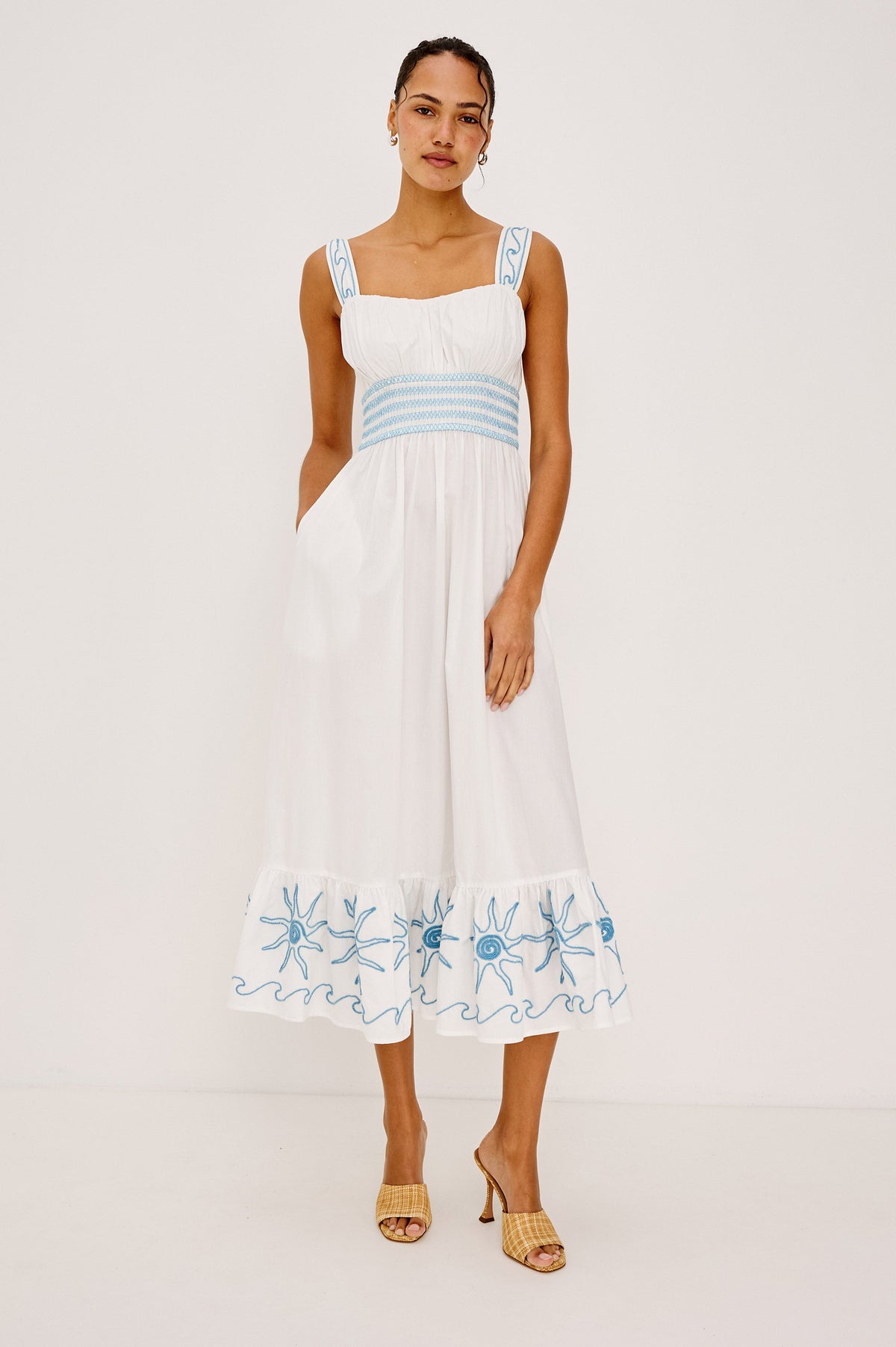 Moira Dress - Blue Soutache Suns