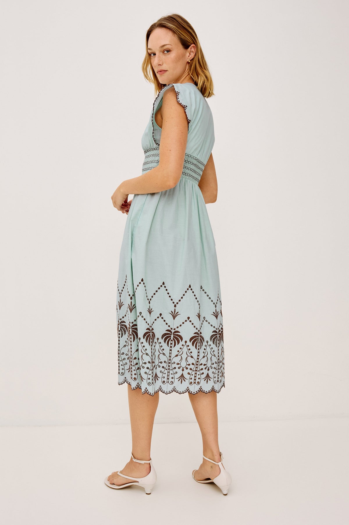 Roxanne Dress - Ocean Palms Embroidery
