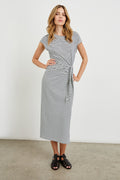 Selah Dress - Ivory Navy Micro Stripe