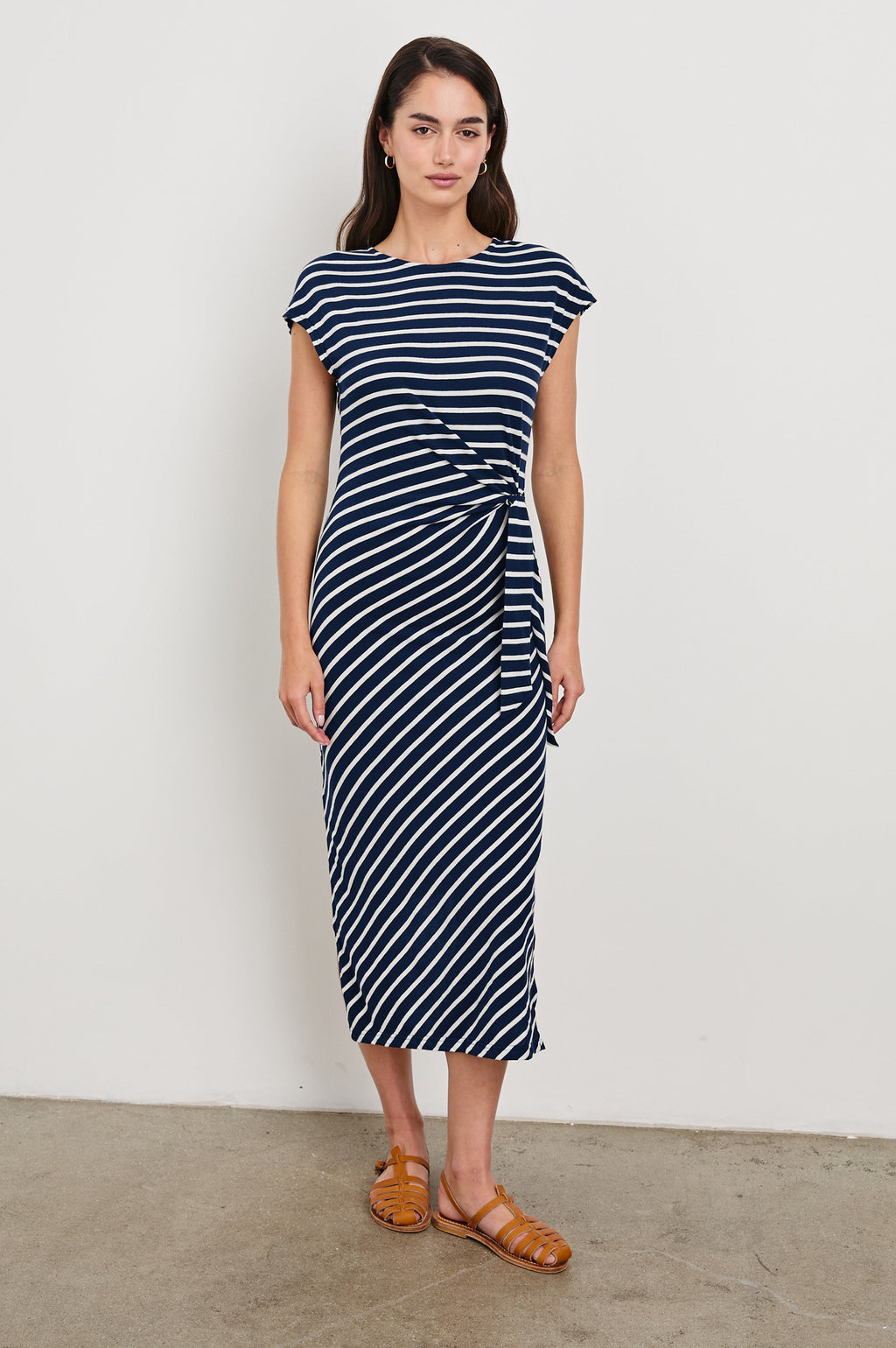 Selah Dress - Navy Ivory Stripe