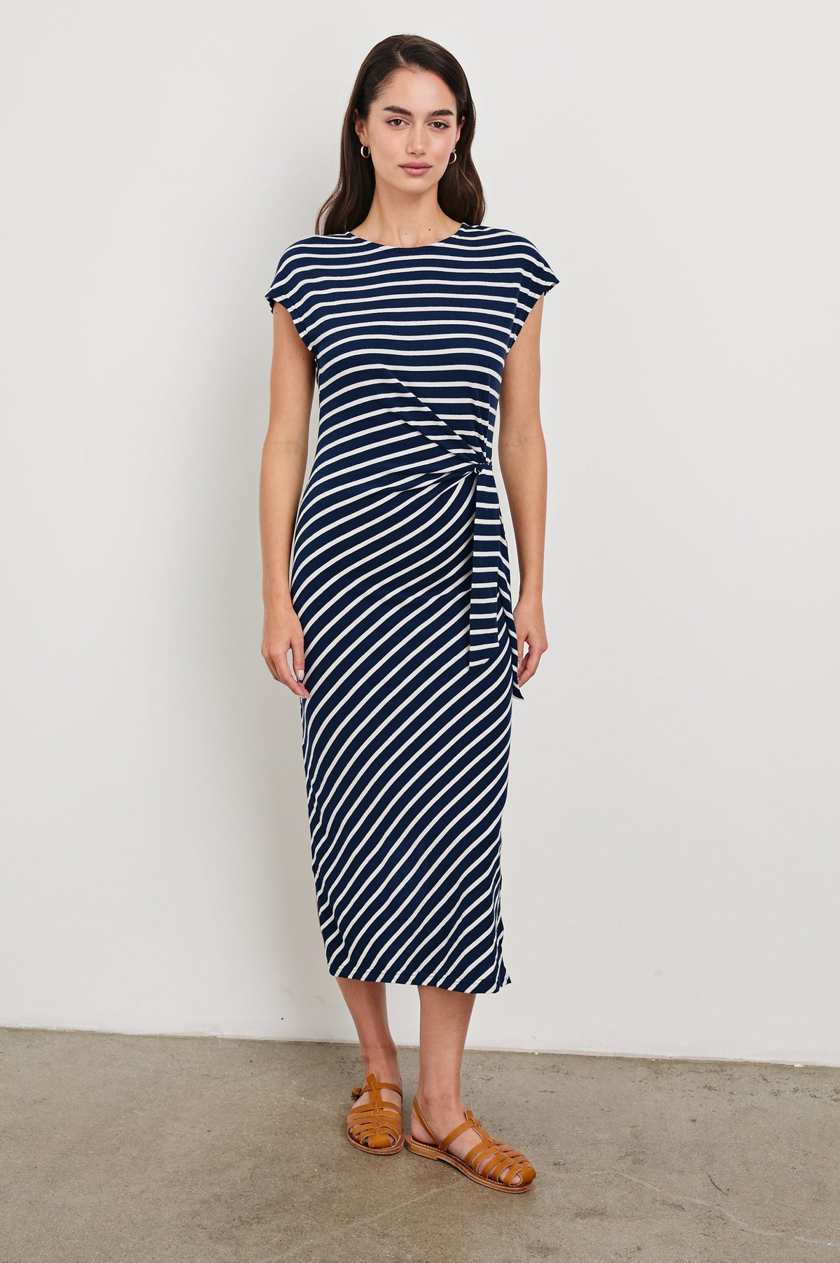 Selah Dress - Navy Ivory Stripe