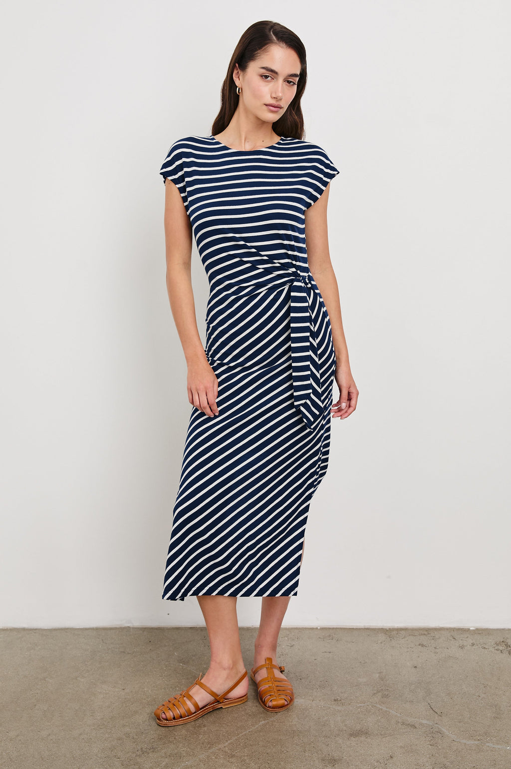 Selah Dress - Navy Ivory Stripe