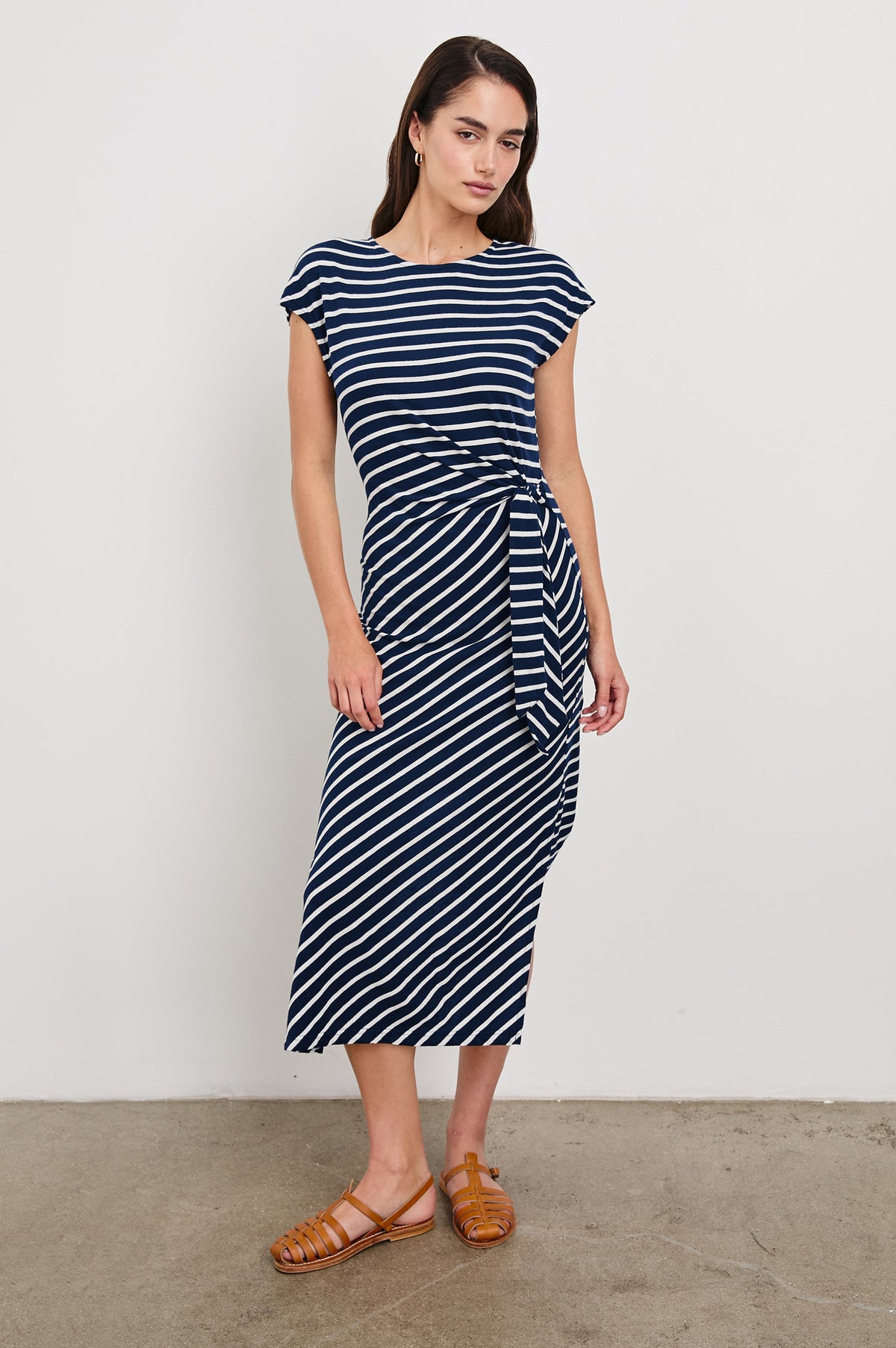 Selah Dress - Navy Ivory Stripe