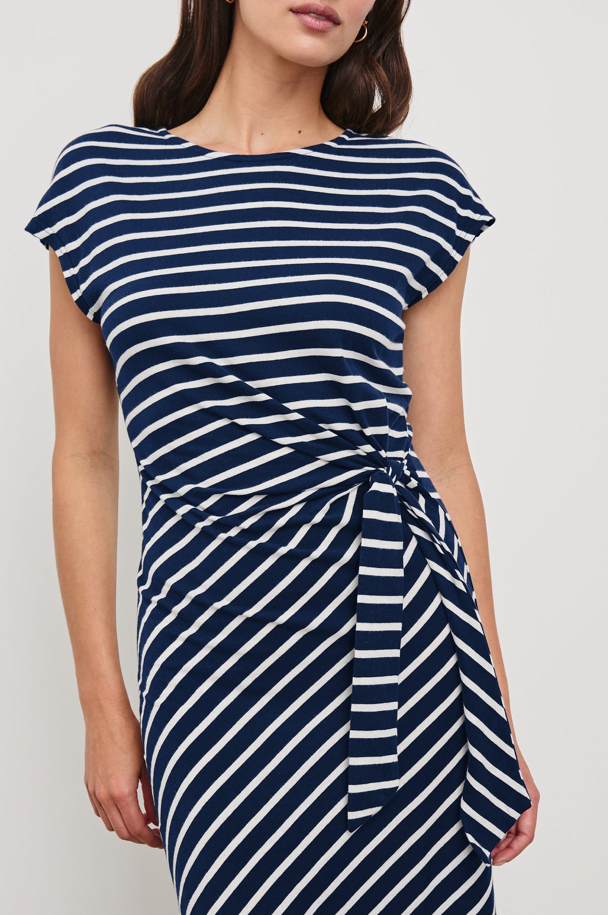 Selah Dress - Navy Ivory Stripe