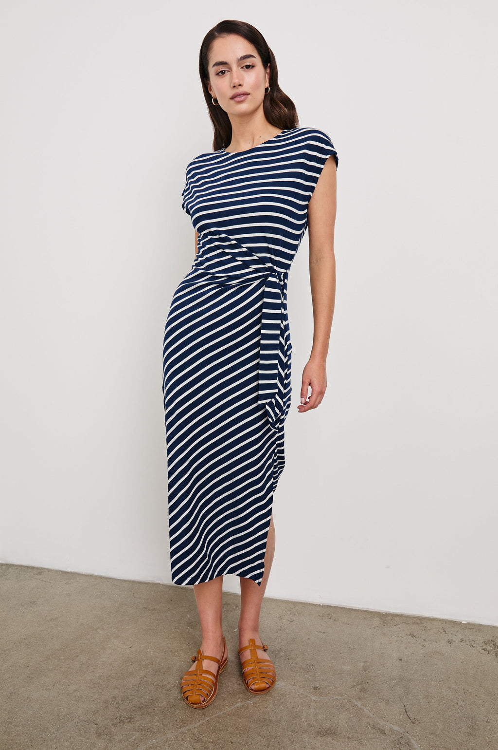 Selah Dress - Navy Ivory Stripe