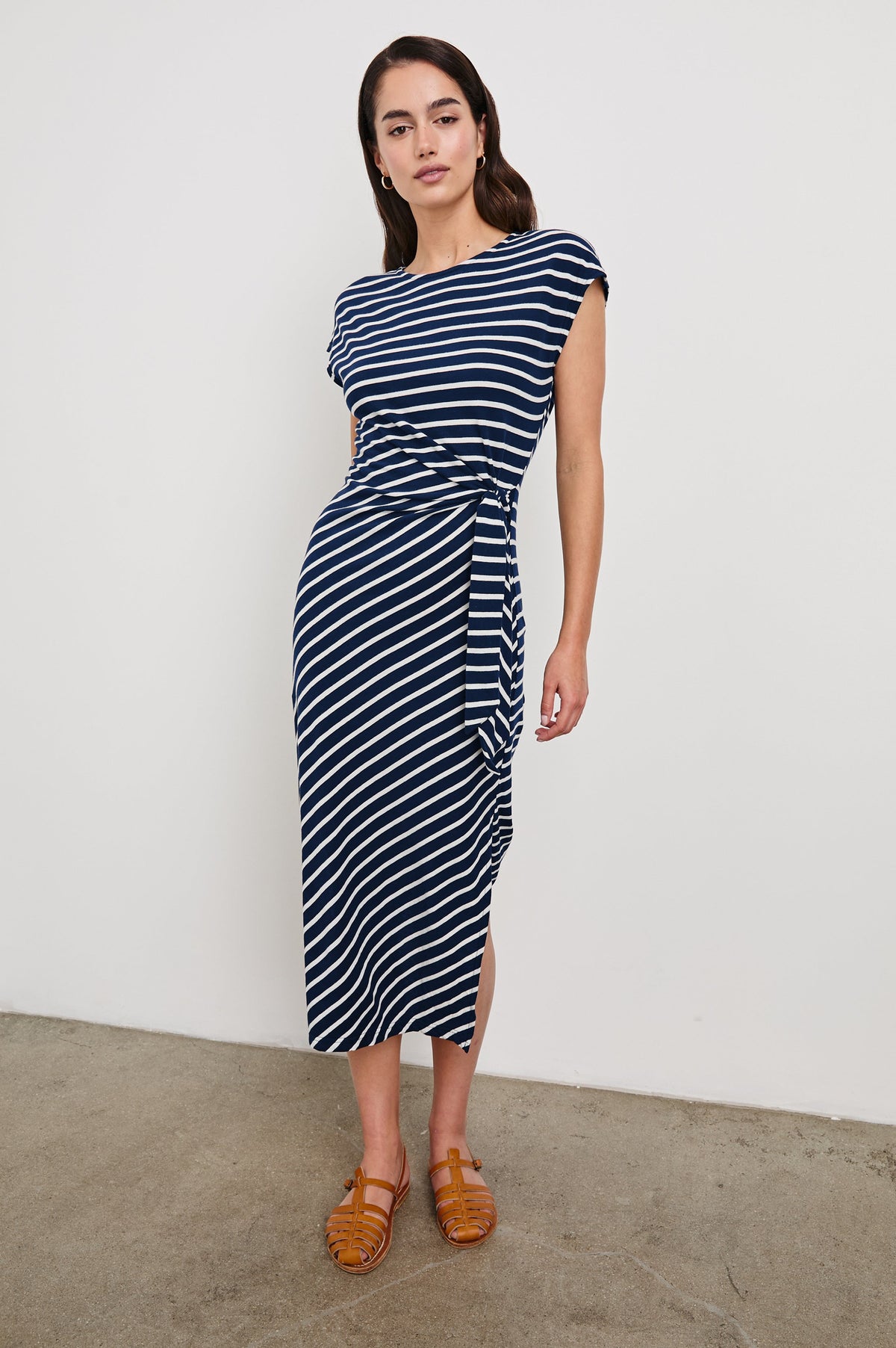 Selah Dress - Navy Ivory Stripe