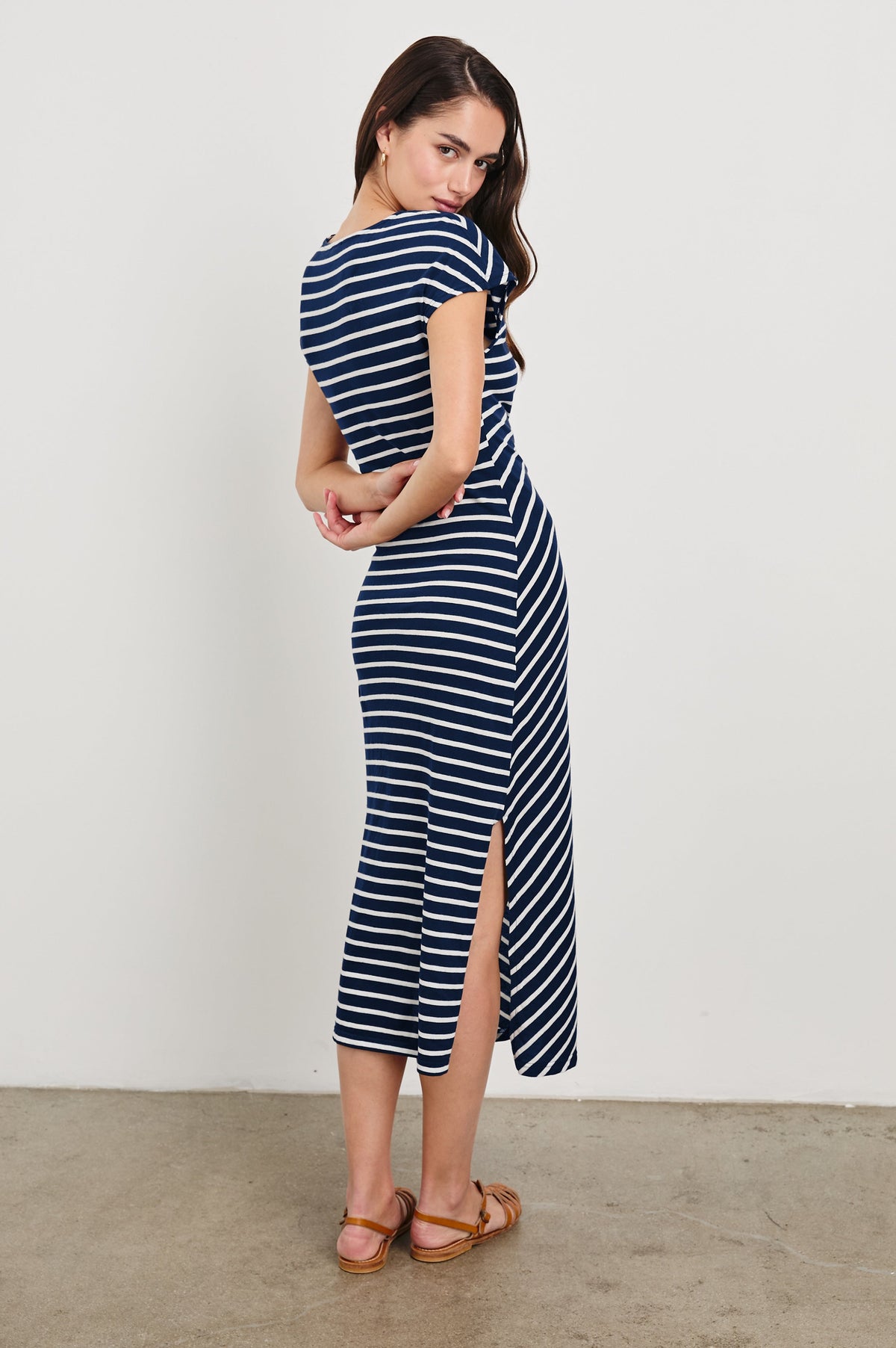 Selah Dress - Navy Ivory Stripe