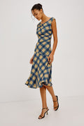 Sorra Dress - Navy Sage Plaid