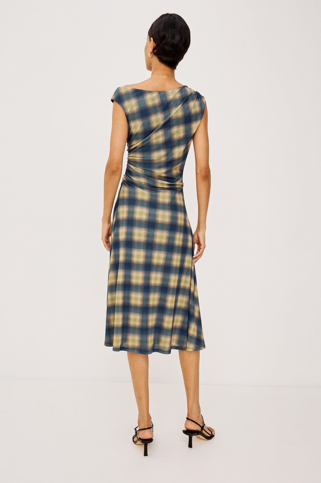 Sorra Dress - Navy Sage Plaid