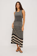 Yvette Dress - Onyx Ivory Stripe