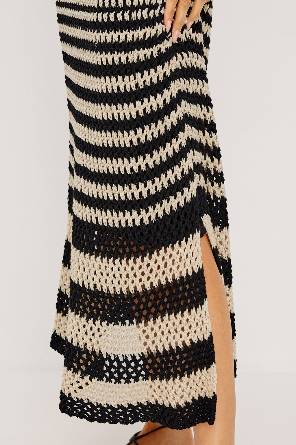 Yvette Dress - Onyx Ivory Stripe