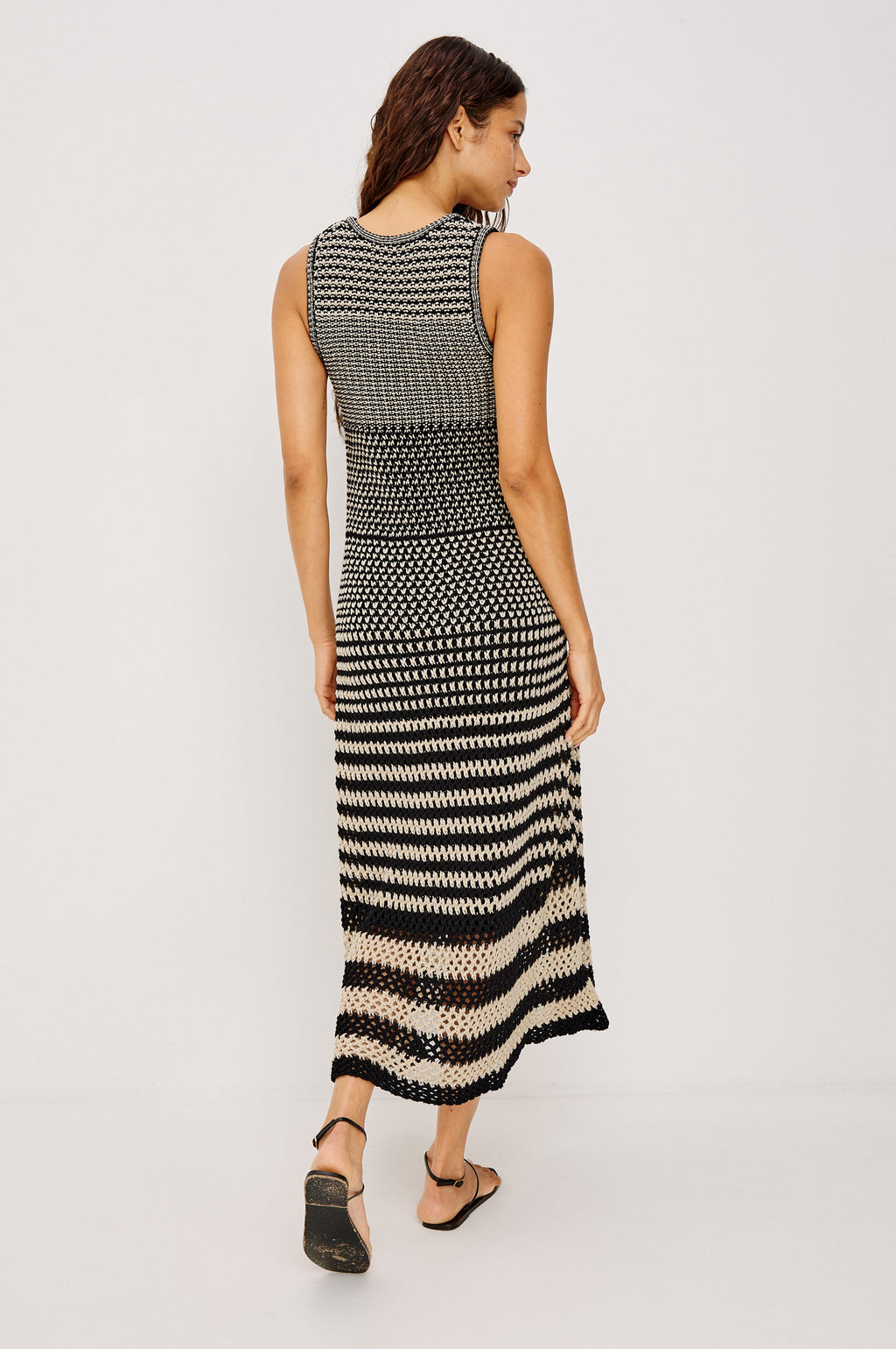 Yvette Dress - Onyx Ivory Stripe