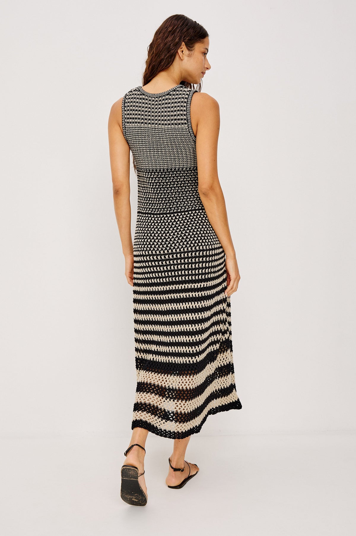 Yvette Dress - Onyx Ivory Stripe
