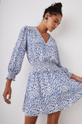 Zana Dress - Cobalt Static Leopard