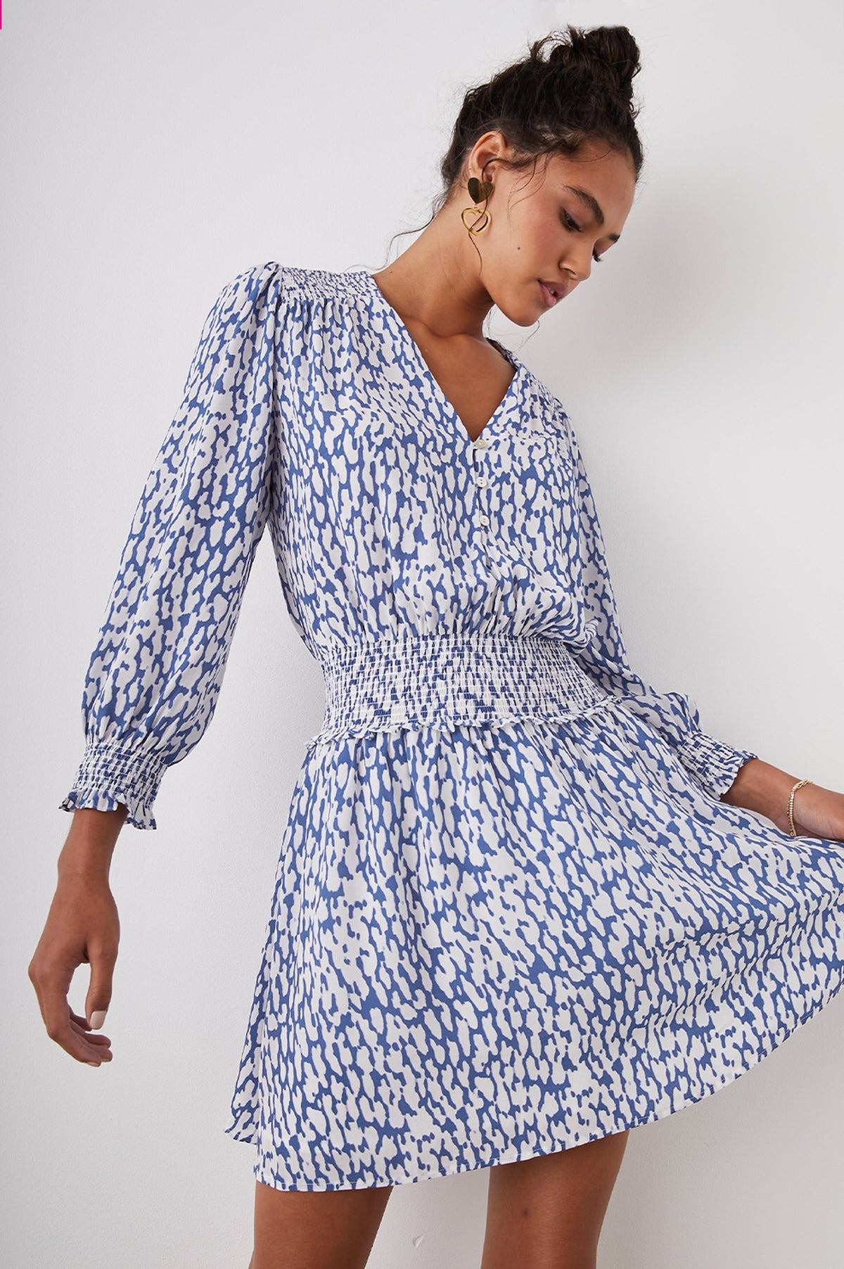 Zana Dress - Cobalt Static Leopard