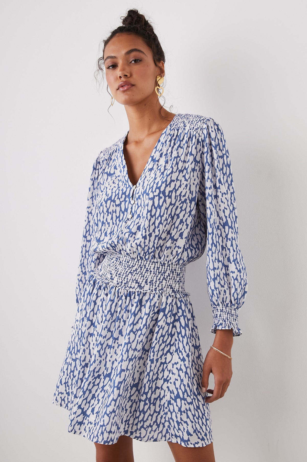 Zana Dress - Cobalt Static Leopard