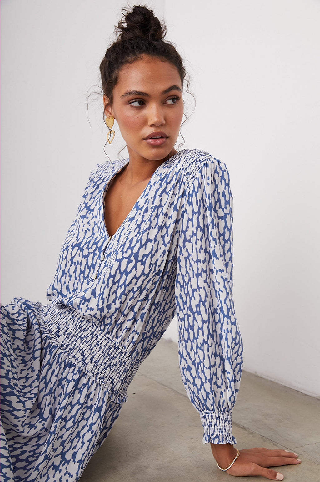 Zana Dress - Cobalt Static Leopard
