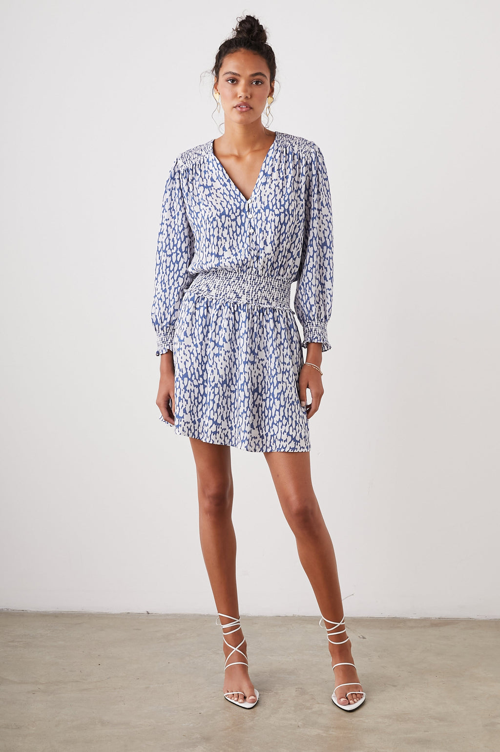 Zana Dress - Cobalt Static Leopard