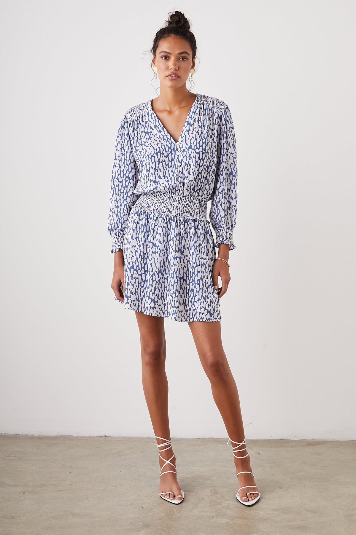 Zana Dress - Cobalt Static Leopard