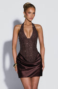 Adessa Mini Dress - Plum Brown