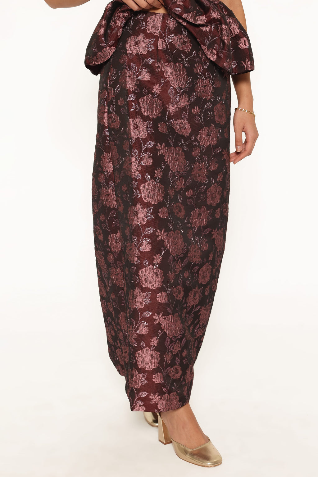 Allegro Column Skirt - Plum Brocade