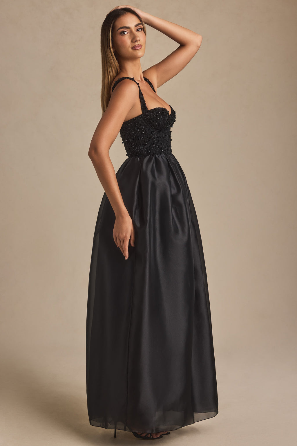 Embellished Corset Gown in Black