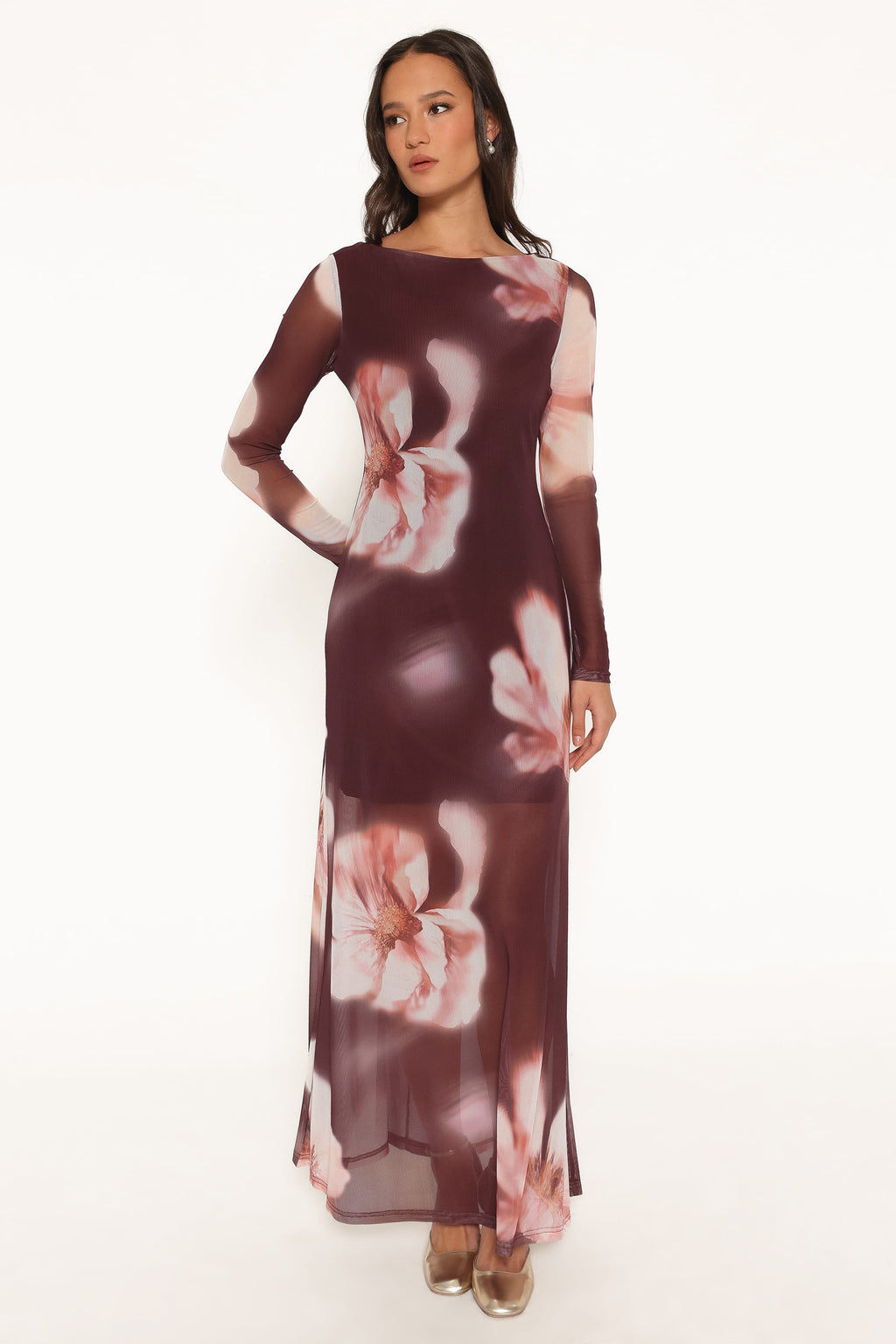Bradshaw Maxi Dress - Brown Blurred Floral