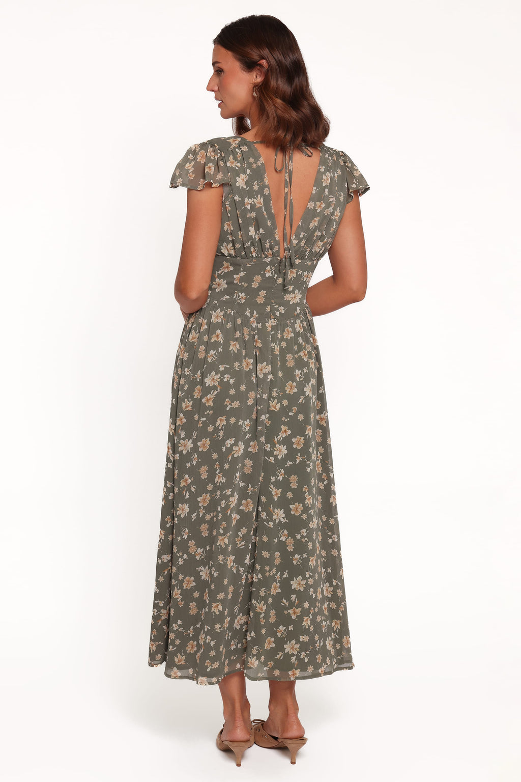 Davie Midi Dress - Olive Floral