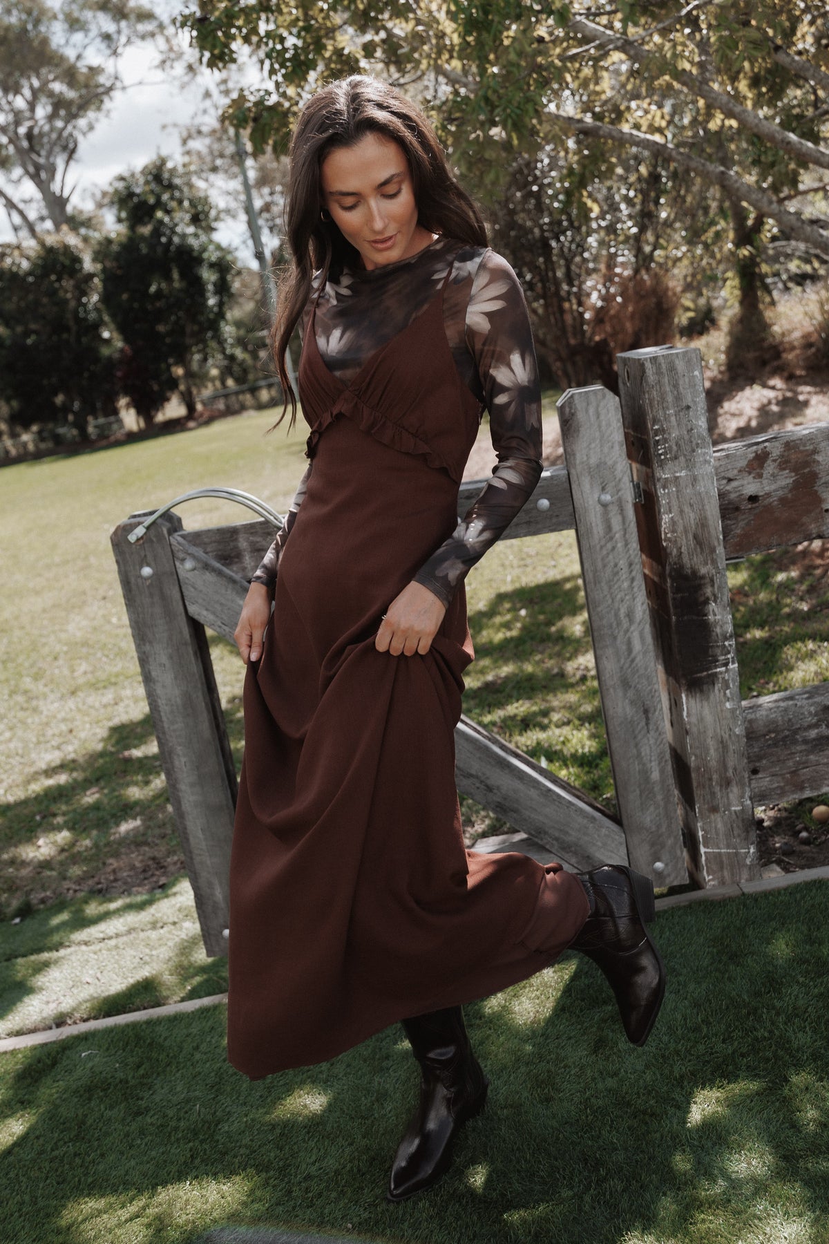 Lorella Midi Dress - Dark Brown