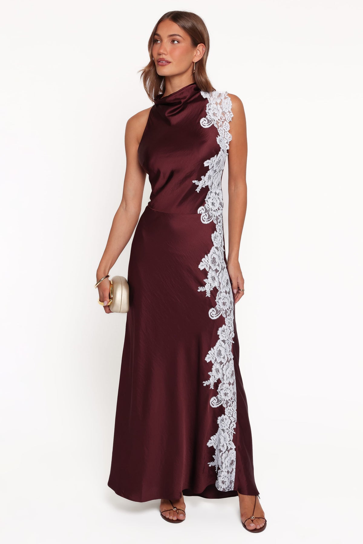 Lunita Halterneck Maxi Dress - Brown/Blue
