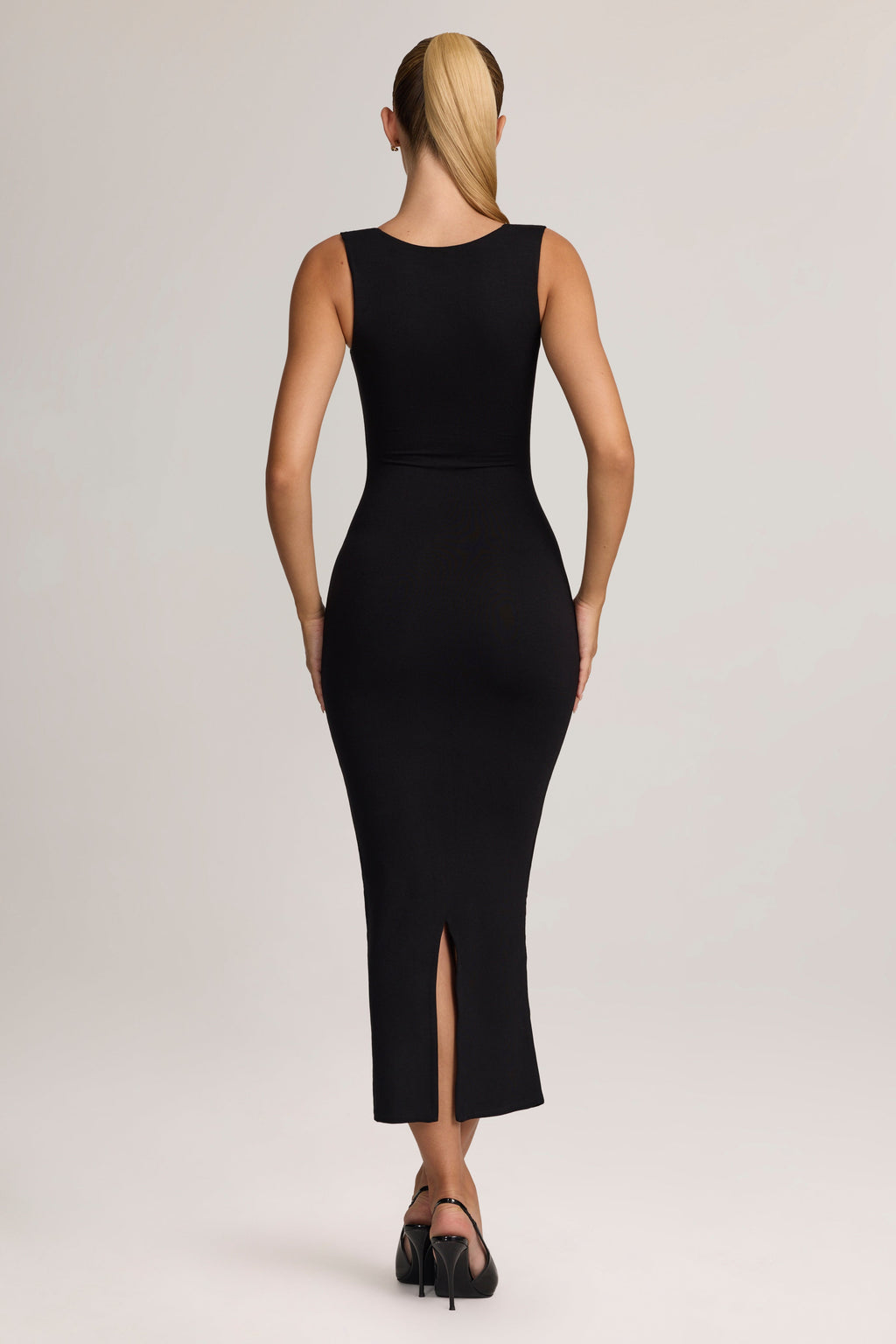 Modal Bodycon Midi Dress in Black