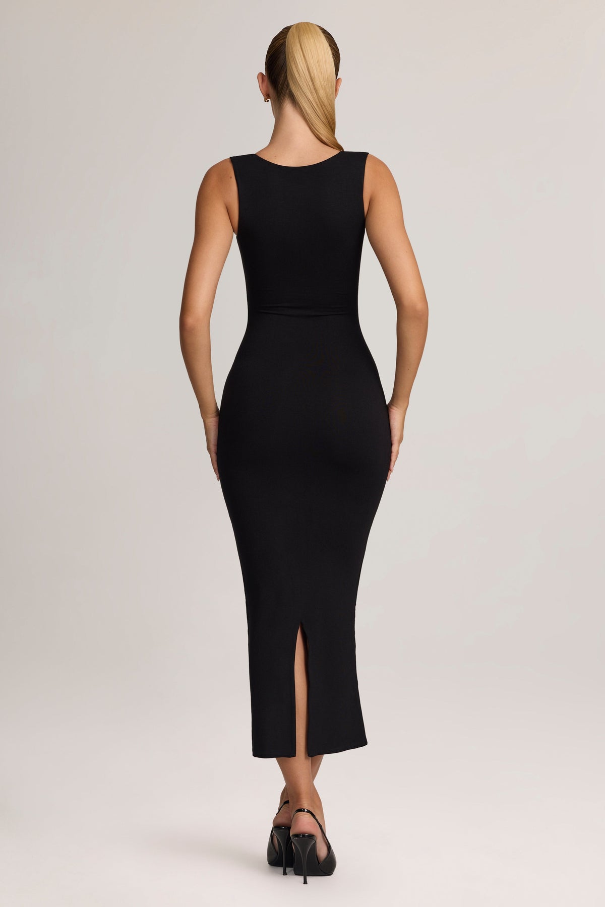 Modal Bodycon Midi Dress in Black
