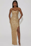Embellished Corset Gown in Gold