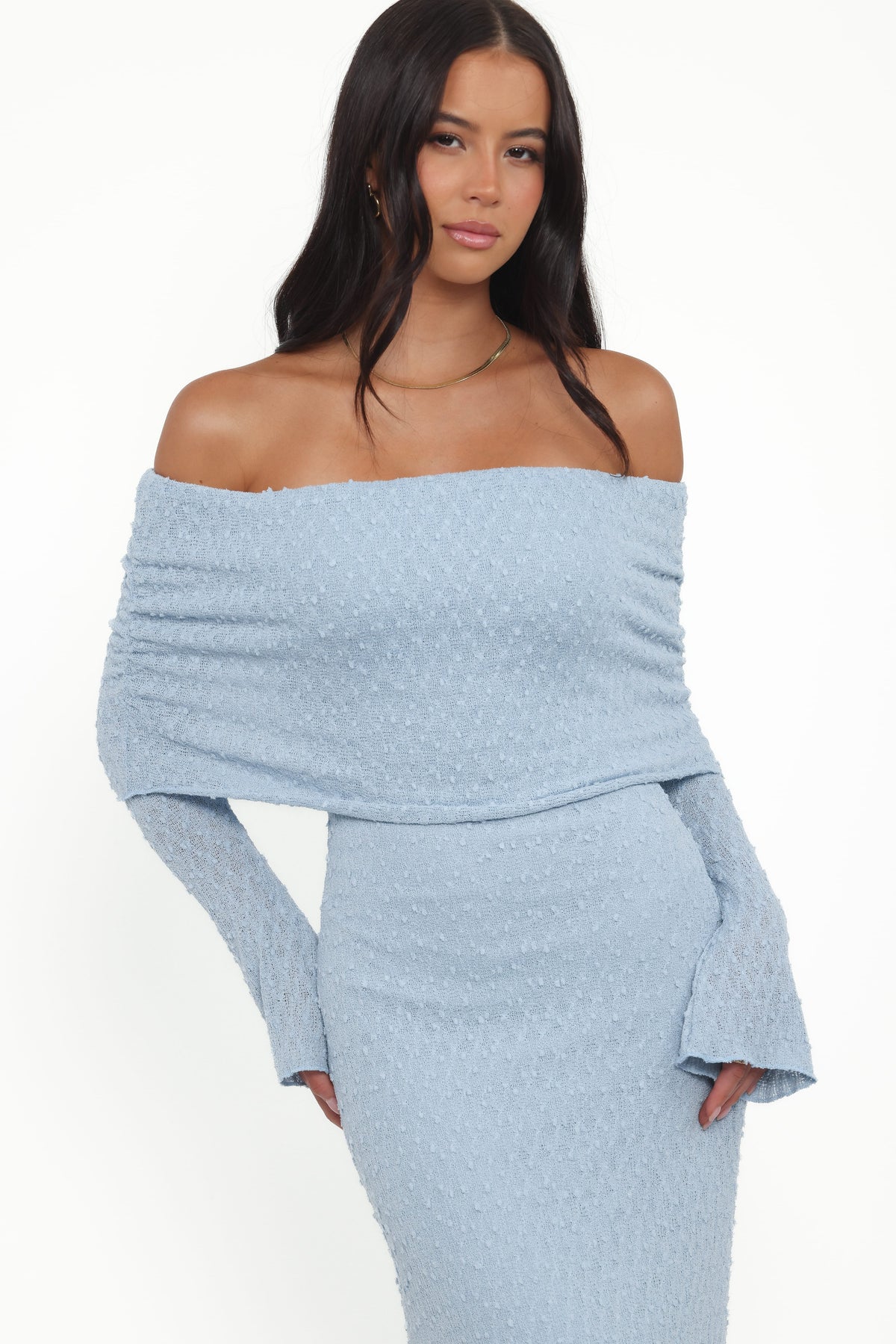 Wilma Off Shoulder Dress - Blue