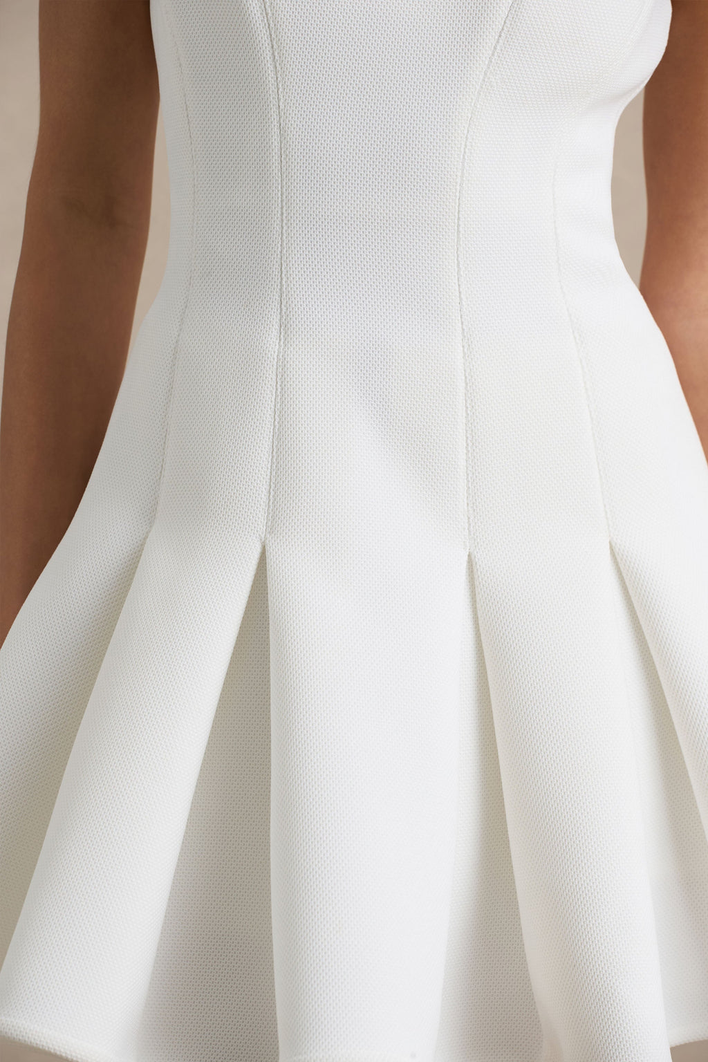 Leilani | White Round-Neck Mini Skater Dress